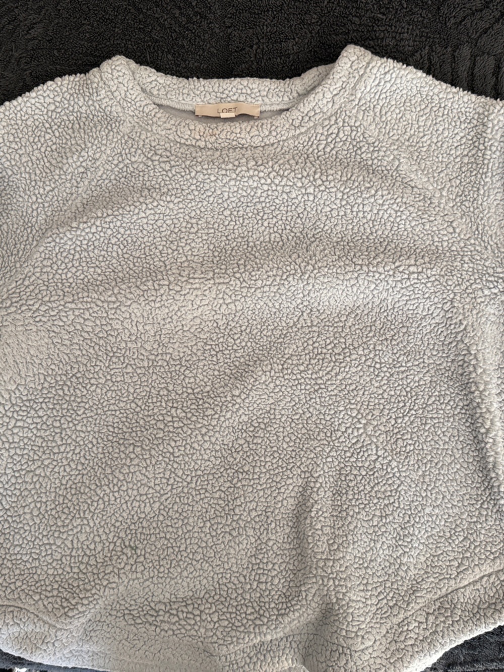 LOFT Light Gray Sherpa Pullover Sweatshirt